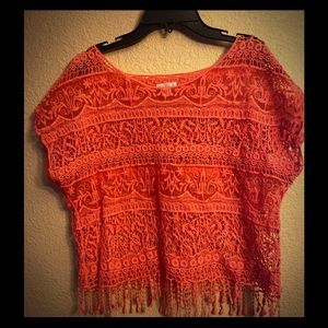 Orange boho see through top